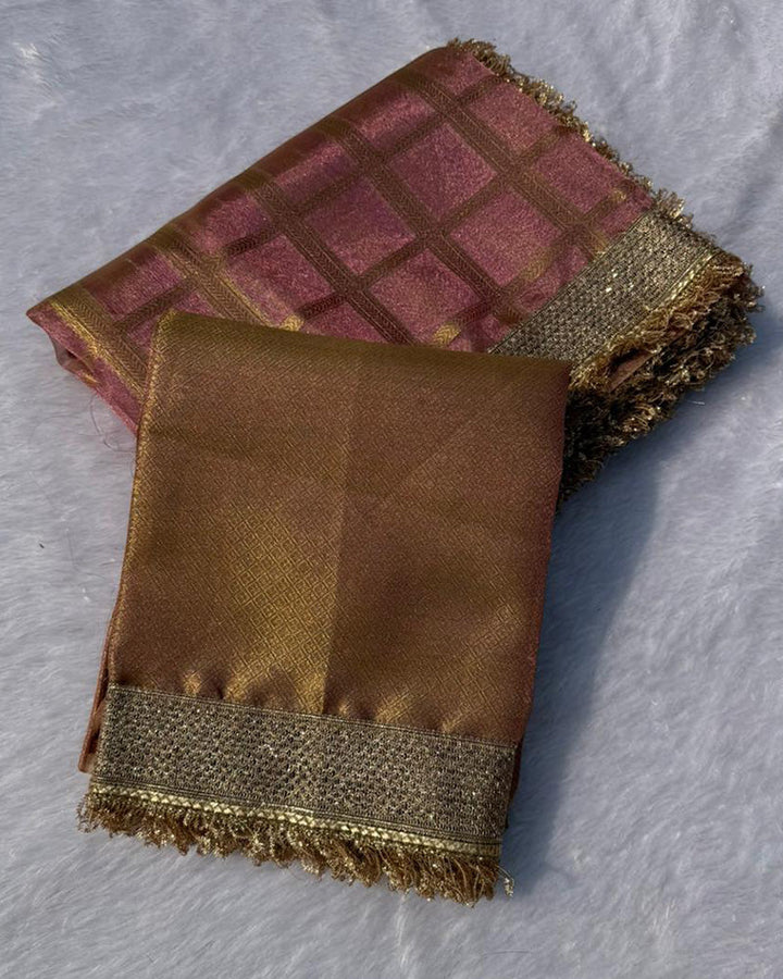 Lavender Color Banarasi Gharchola Tissue Silk Saree