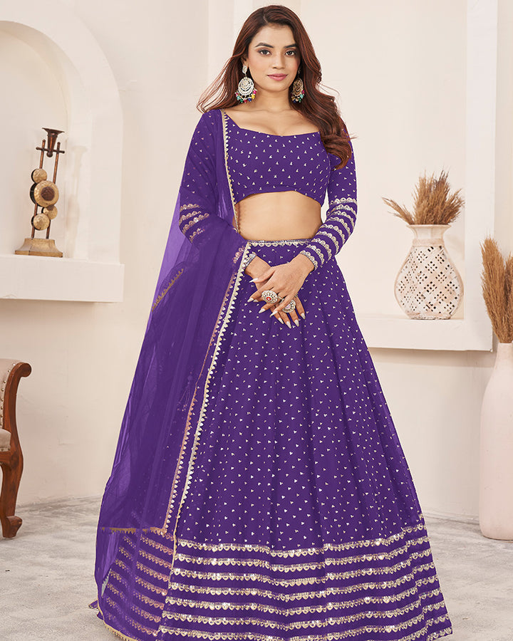 Violet Color Georgette Lehenga Choli With Net Dupatta