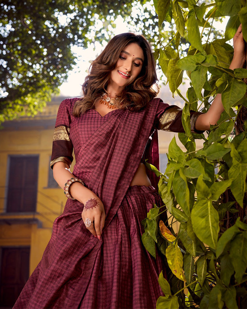 Pink Color Chettinad Cotton Half Saree