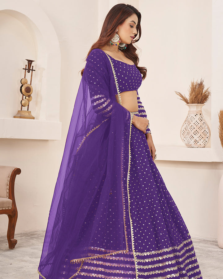 Violet Color Georgette Lehenga Choli With Net Dupatta