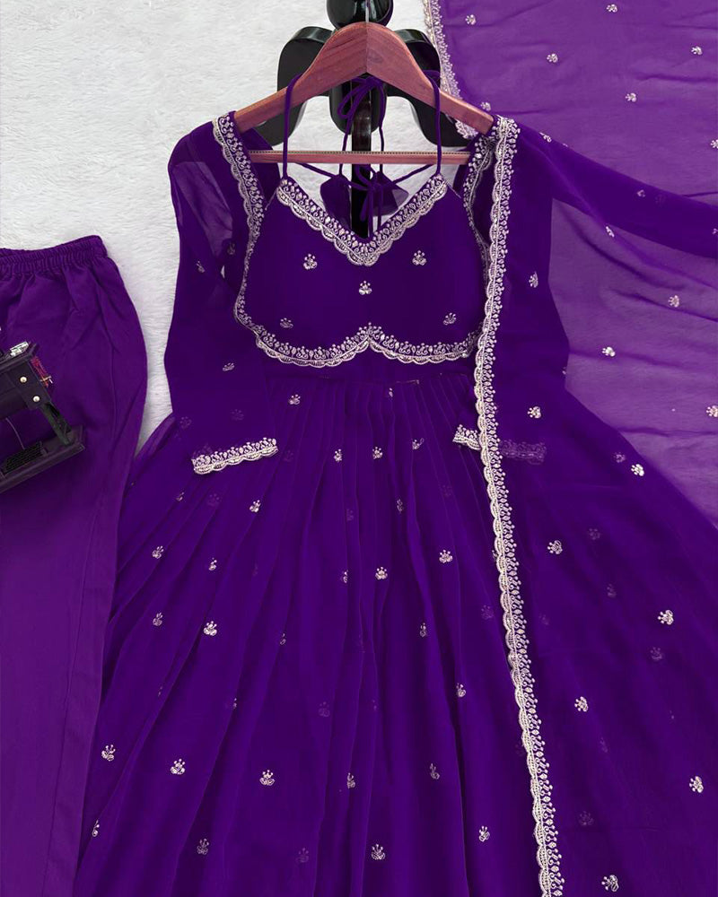 4 Color Georgette Thread Embroidered Anarkali Suit