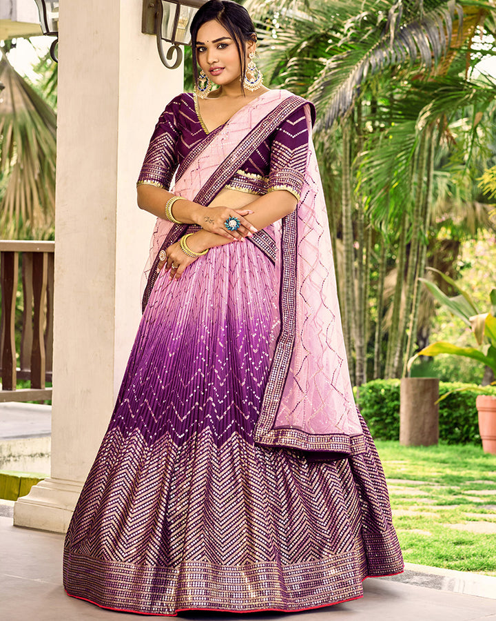Purple Color Chinon Sequence Embroidered Lehenga Choli