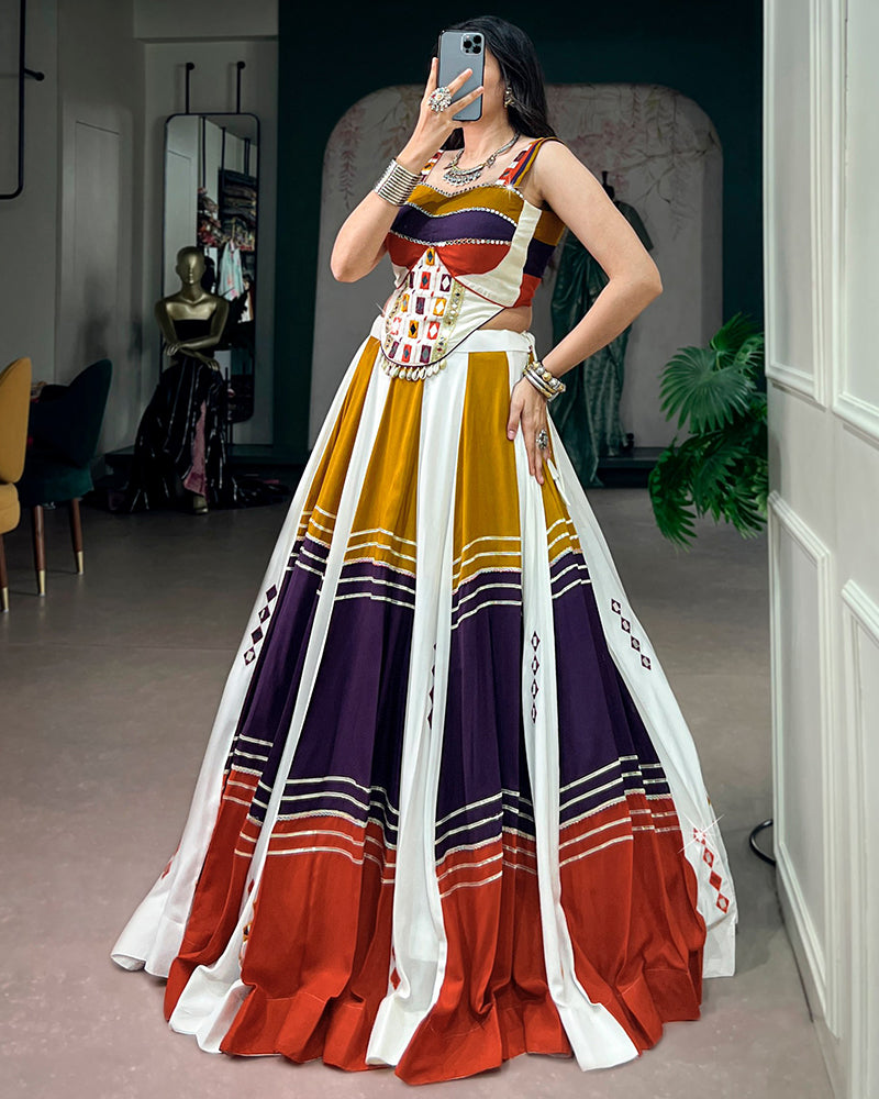 Multi-Color Pure Rayon Gota Patti Navratri Lehenga Choli