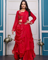 Red Color Fendy Satin Silk Embroidered Lehenga Choli