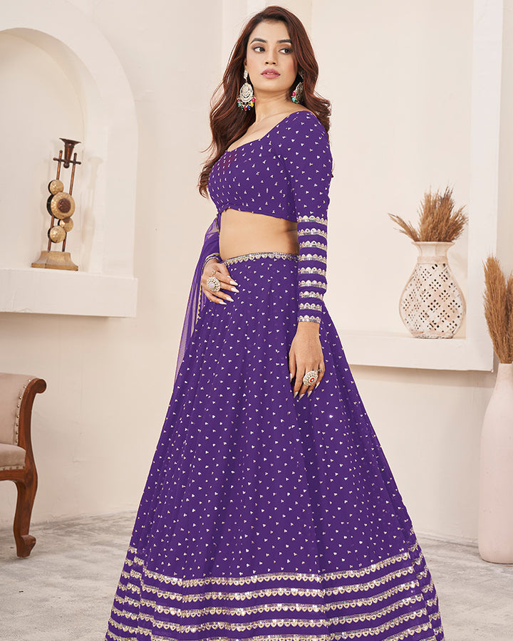 Violet Color Georgette Lehenga Choli With Net Dupatta