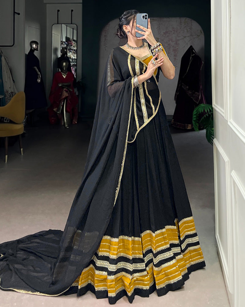 Bold Black and Gold Traditional Lehenga Choli Ensemble