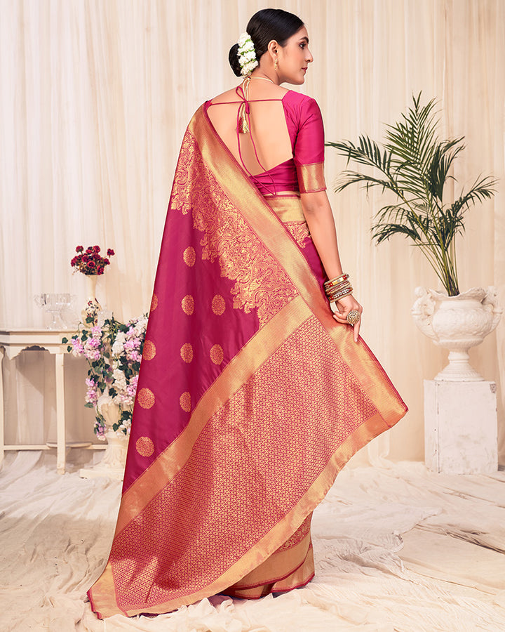 Beautiful Red Color Banarasi Weaving  Silk Saree