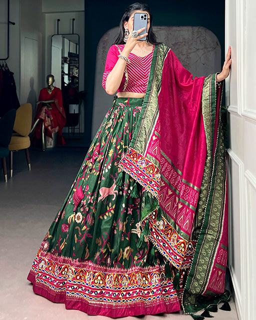 Magenta Colour Tasar Silk Navratri Lehenga Choli