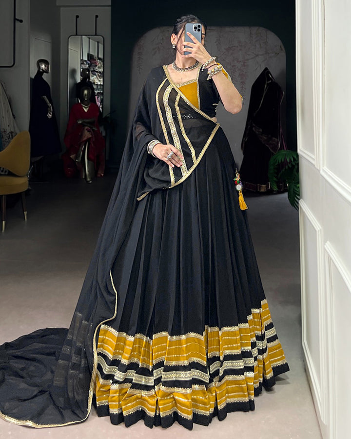 Bold Black and Gold Traditional Lehenga Choli Ensemble