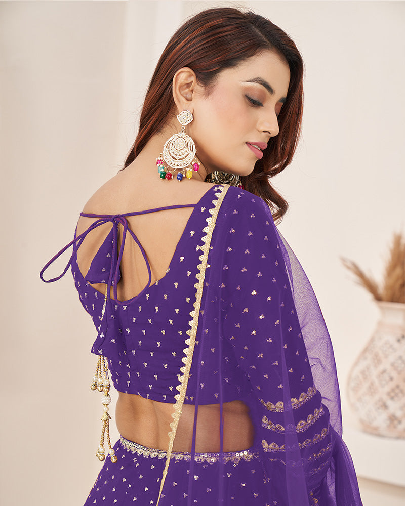 Violet Color Georgette Lehenga Choli With Net Dupatta