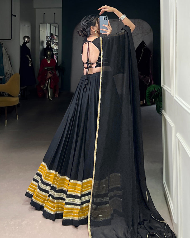 Bold Black and Gold Traditional Lehenga Choli Ensemble