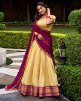 Pink Kanchipuram Silk Half Saree Zari Weaving