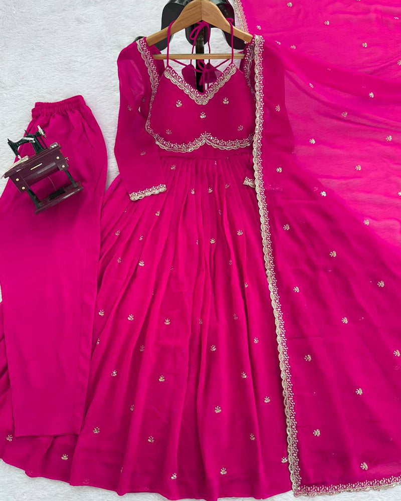 4 Color Georgette Thread Embroidered Anarkali Suit