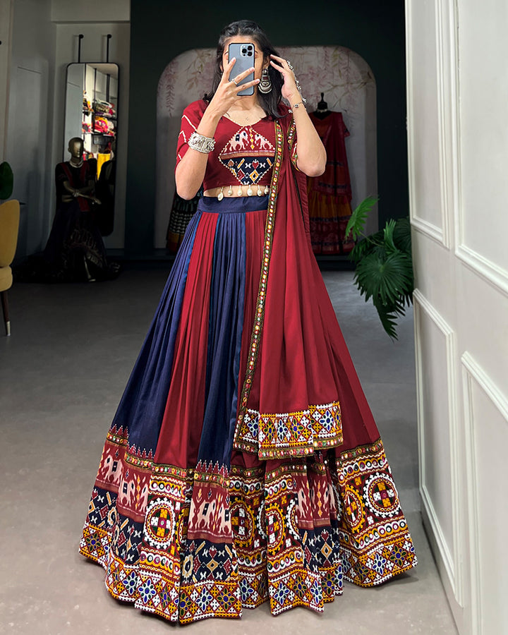 Navy Blue Gamthi Work Navratri Wear Choli