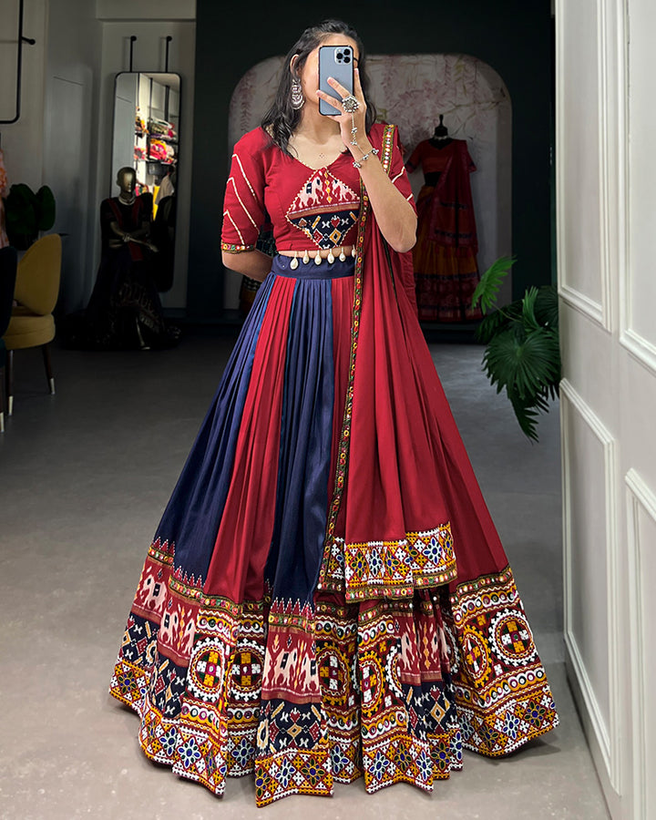 Navy Blue Gamthi Work Navratri Wear Choli