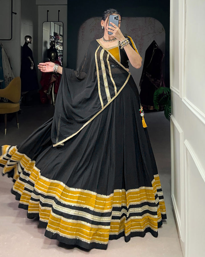 Bold Black and Gold Traditional Lehenga Choli Ensemble