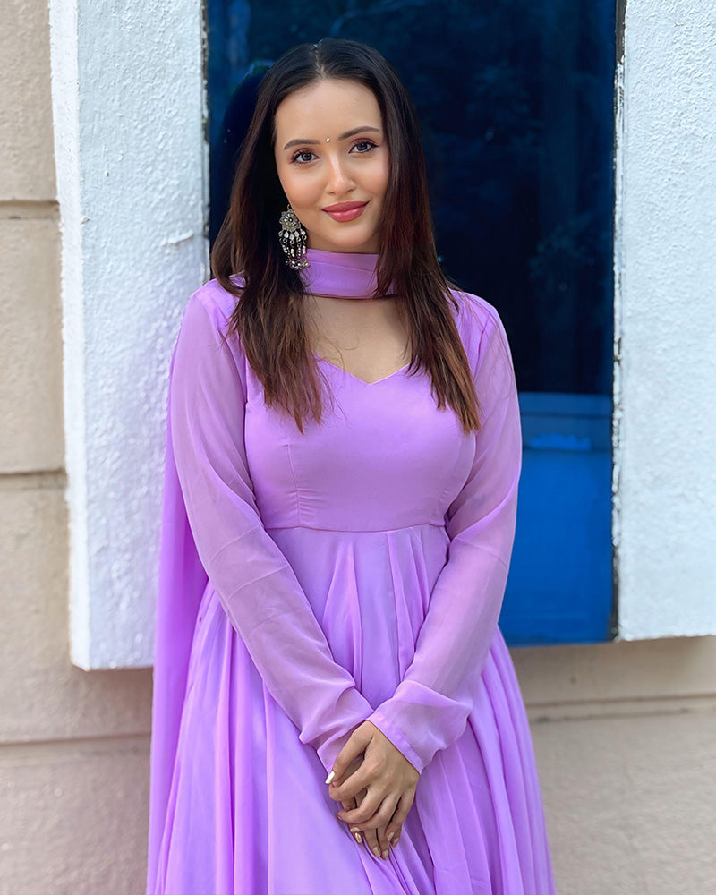 Lavender Color Georgette Anarkali Suit