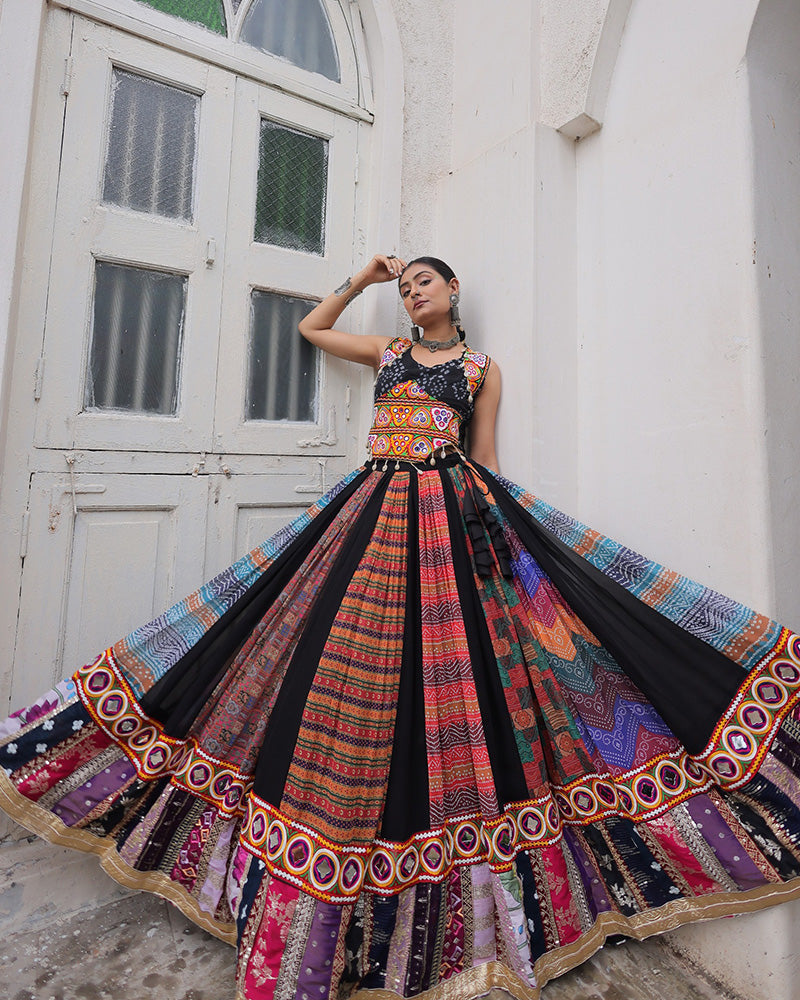 Multi Color Georgette Gamthi Navratri Lehenga Choli
