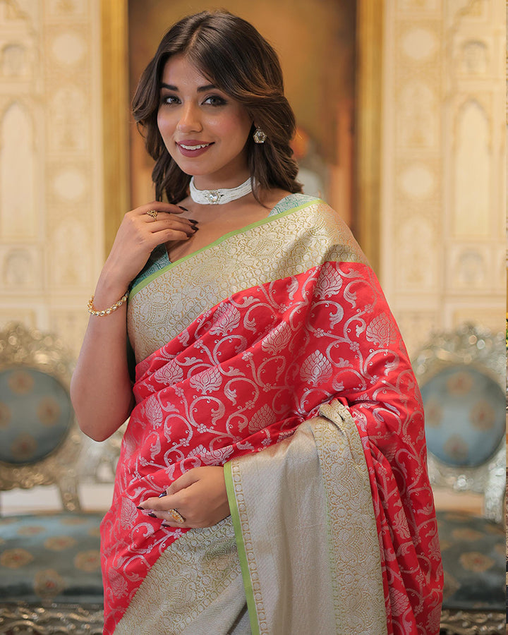 Designer Kanjivaram Silk Red Color Saree