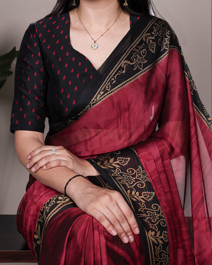 Maroon Color Rangoli Silk Printed Saree