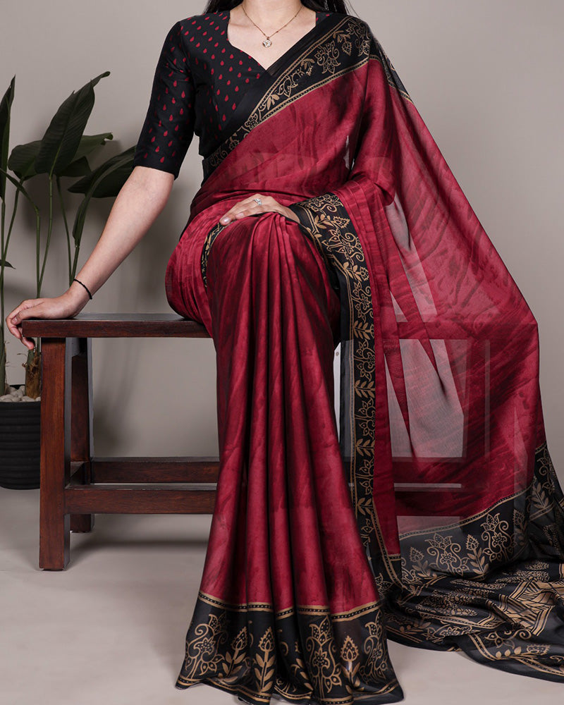Maroon Color Rangoli Silk Printed Saree