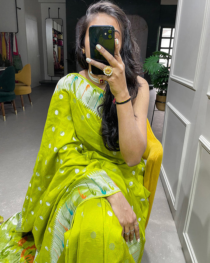 Designer Parrot color Pure Viscose Saree