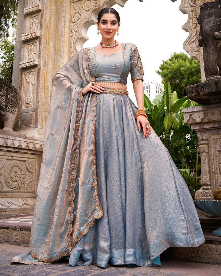 Sky Blue Color Fendi Pastel Lehenga Choli