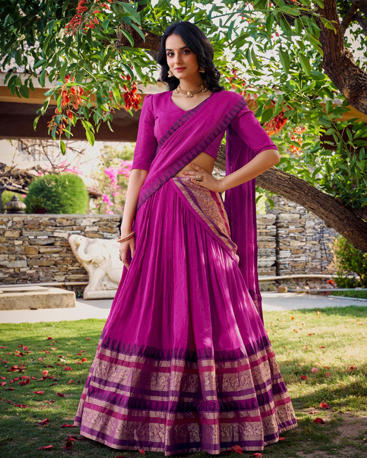 Pink Color Pure Chanderi Zari Work lehenga Choli