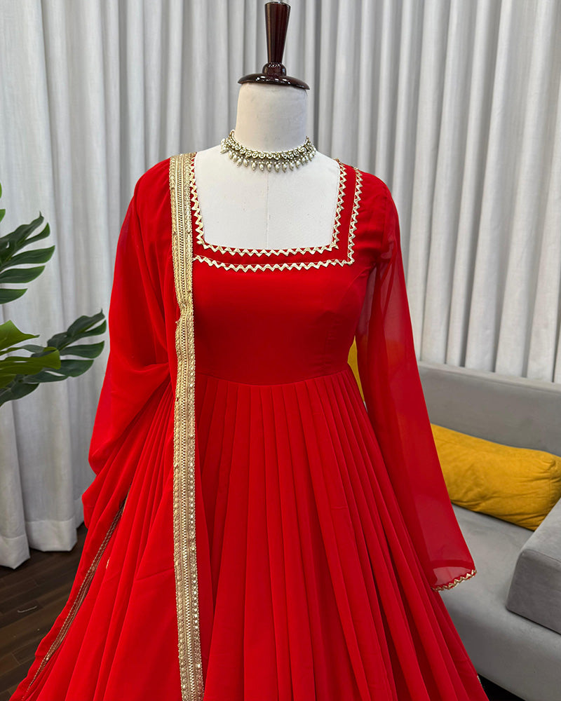 Red Color Georgette Blooming Anarkali Suit