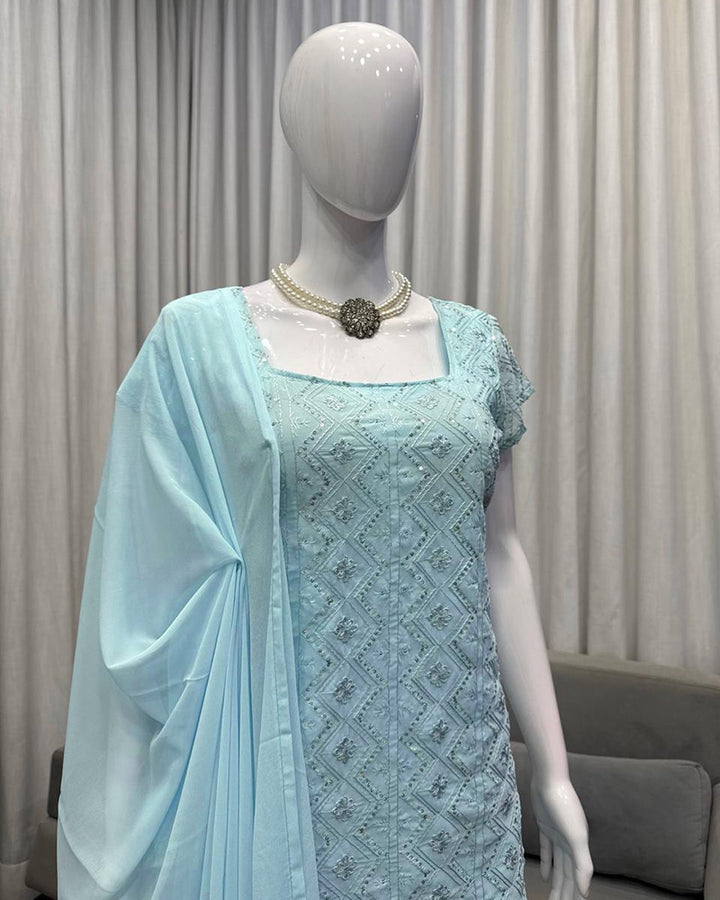 3 Color Faux Georgette Three Piece Kurti Suit