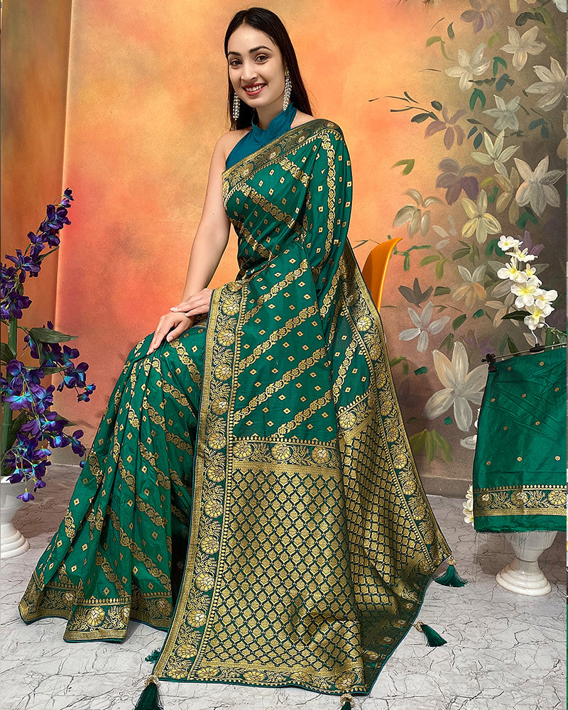 Designer Green Color Dolla Silk Saree