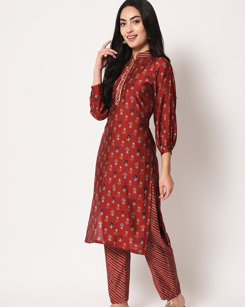 Red Color Chanderi Silk Salwar Suit