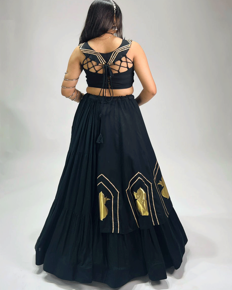 Four Color Beautiful Pure Rayon Cotton Navratri Lehenga Choli Set