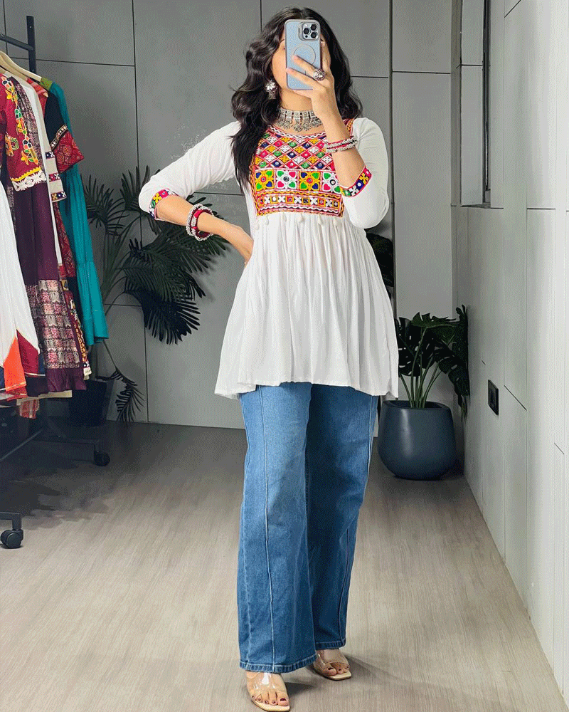 Traditional Three Color Rayon Cotton Navratri Kediya