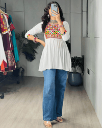Traditional Three Color Rayon Cotton Navratri Kediya