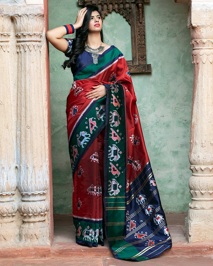 Red Color Patola Print Weaving Silk Saree