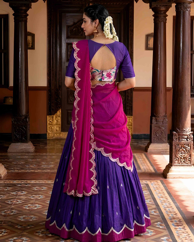 Purple Color Naysha Silk Embroidered Lehenga Choli
