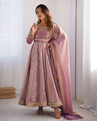 Navy Blue Color Fendi Silk Thread Embroidered Anarkali Suit