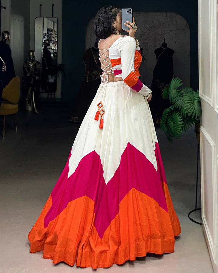 Festive Multi-Tone Navratri Lehenga with Mirror Work