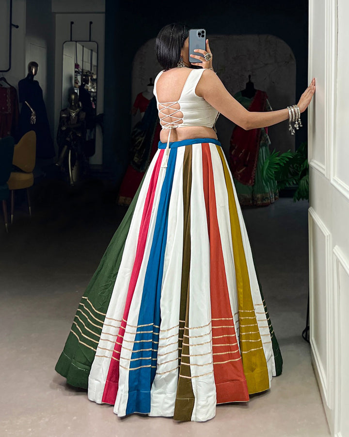 White Color Rayon Navratri Lehenga Choli