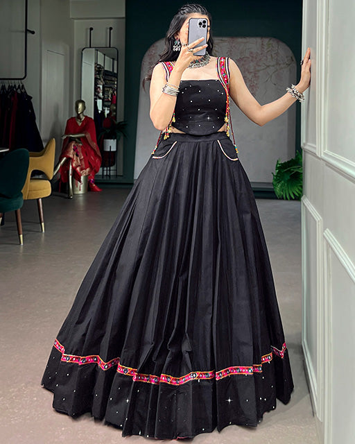 Black Color Fully Stitched  Navratri Lehenga Choli