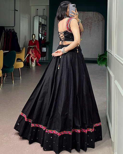 Black Color Fully Stitched  Navratri Lehenga Choli