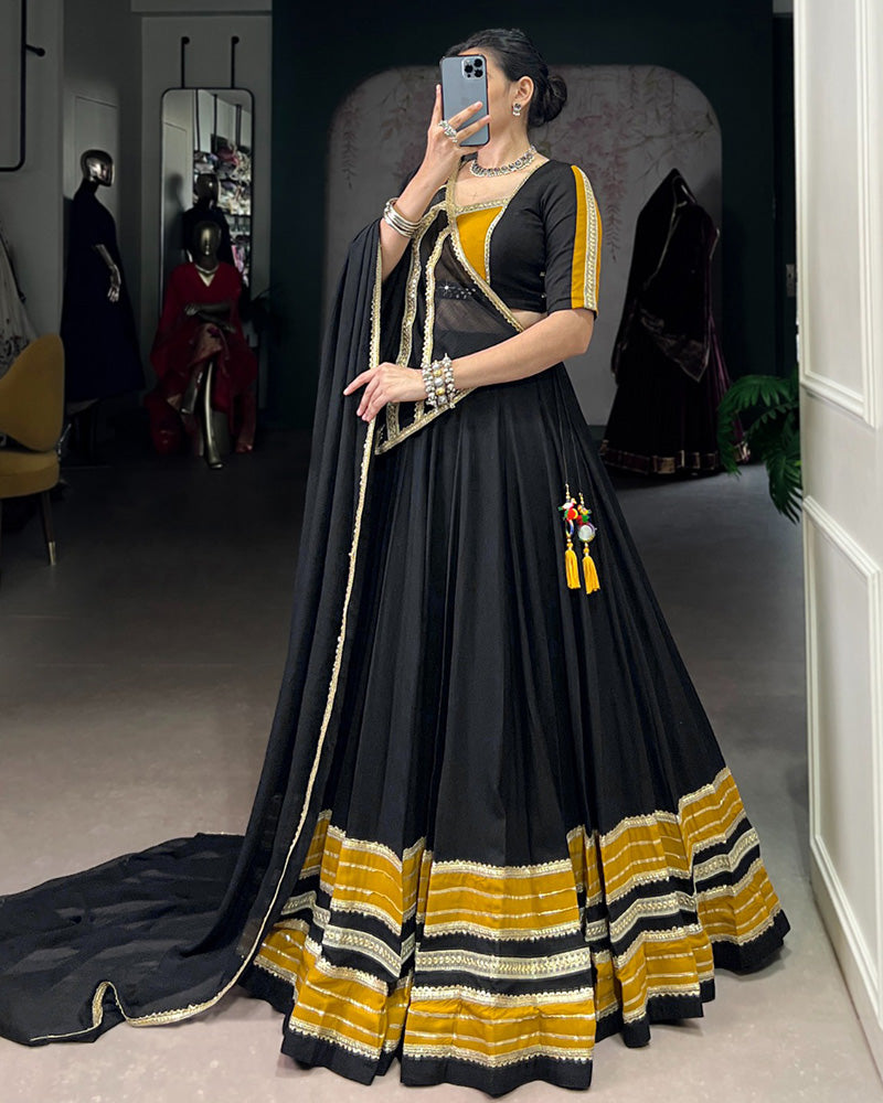 Bold Black and Gold Traditional Lehenga Choli Ensemble
