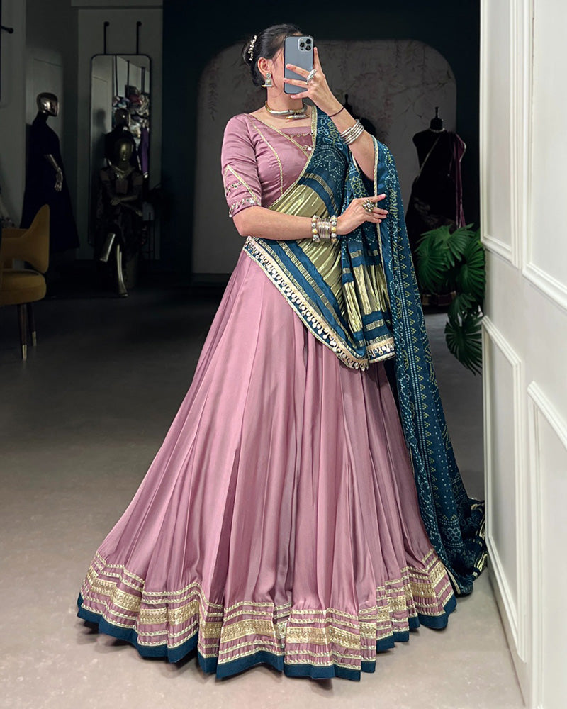 Onion Color Georgette Silk Lehenga Choli