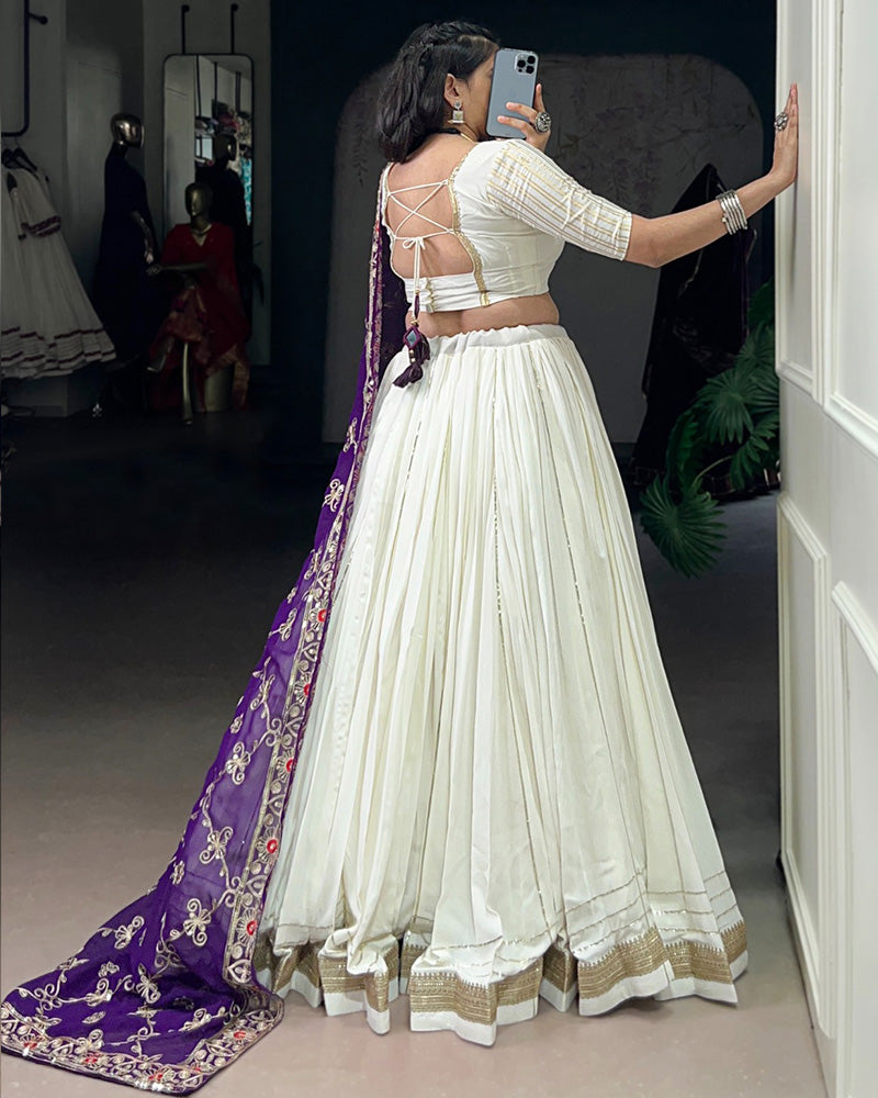 Vibrant White Color Rayon Navratri Lehenga Choli