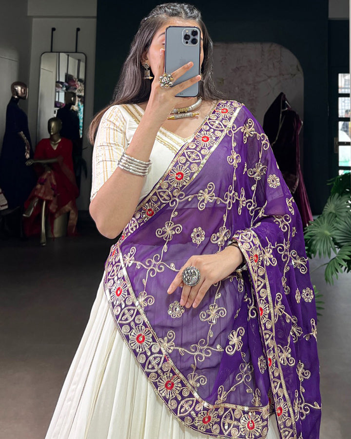 Vibrant White Color Rayon Navratri Lehenga Choli