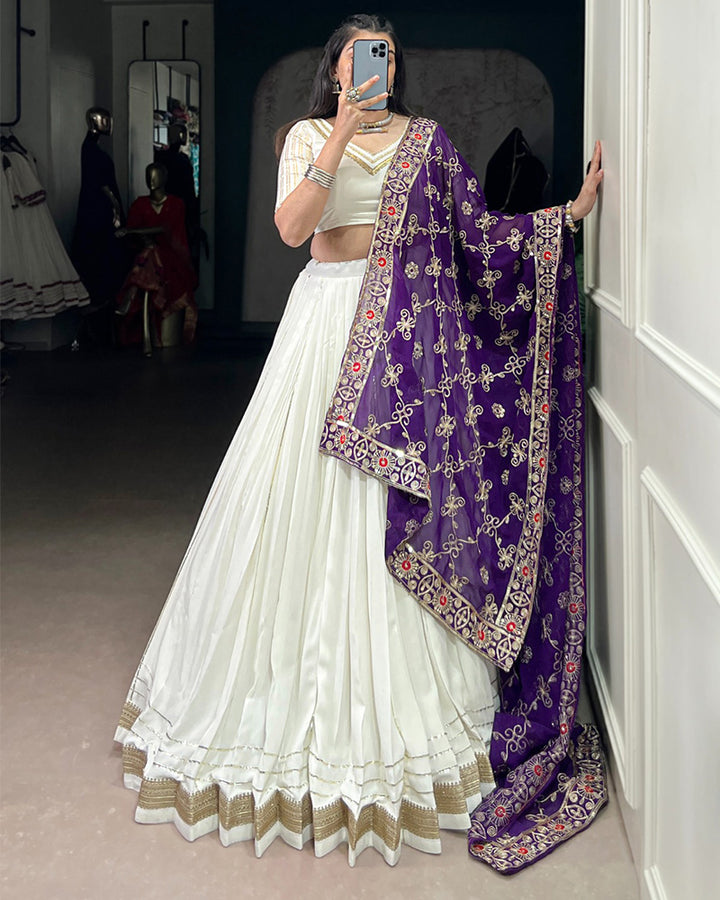 Vibrant White Color Rayon Navratri Lehenga Choli