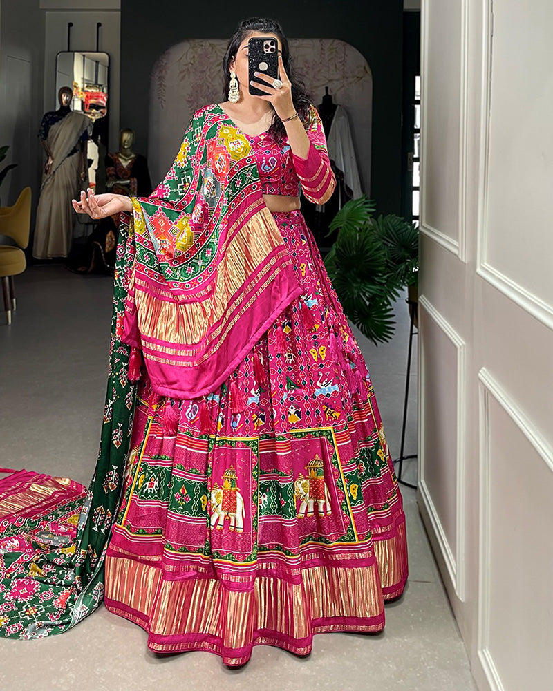 Rani Pink Gaji Silk Lehenga Choli