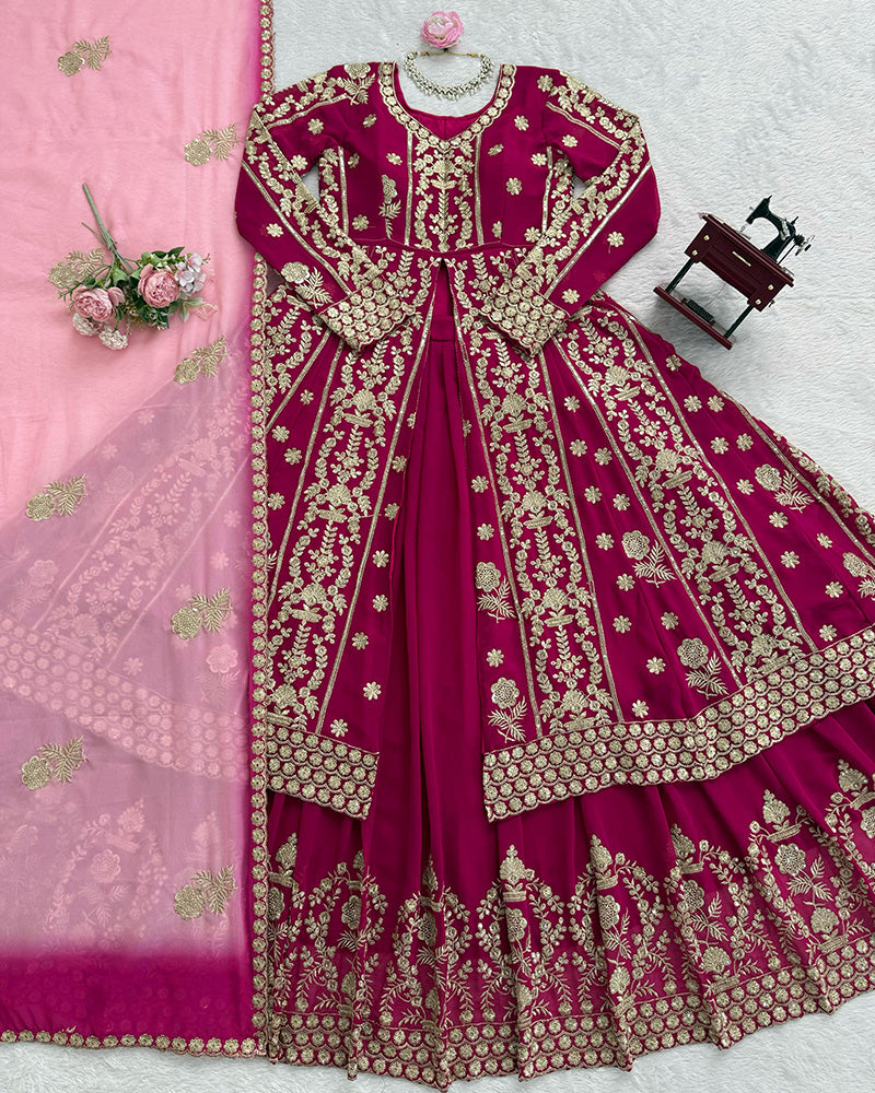 Magenta Color Western Style Georgette Lehenga Choli