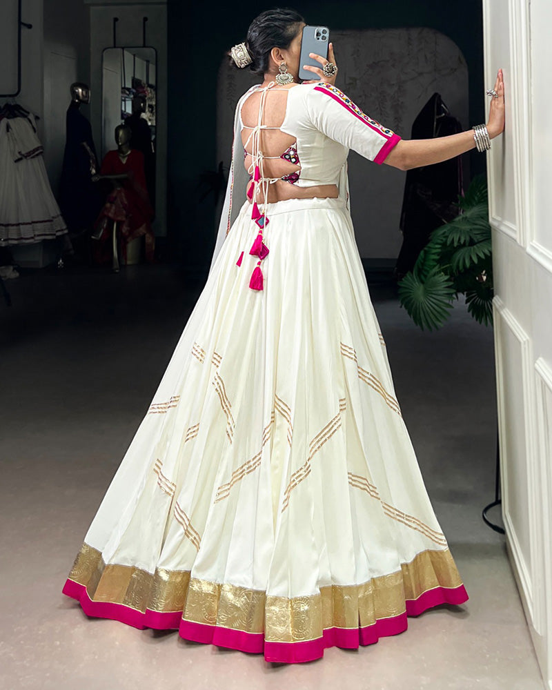 Classic White Color Pure Rayon Navratri Lehenga Choli